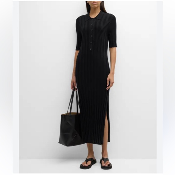 Loulou Studio Elena Black Ribbed Silk Maxi Dress - Picture 6 of 7